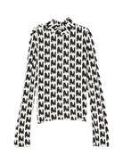 T-shirt a collo alto per bambina MSGM Kids bianca con stampa astratta - Rubino Kids