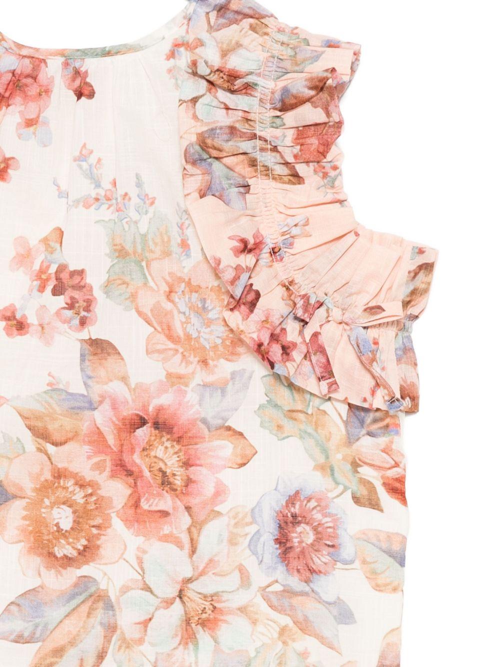 T-shirt Awaken per bambina Zimmermann Kids rosa con stampa floreale - Rubino Kids