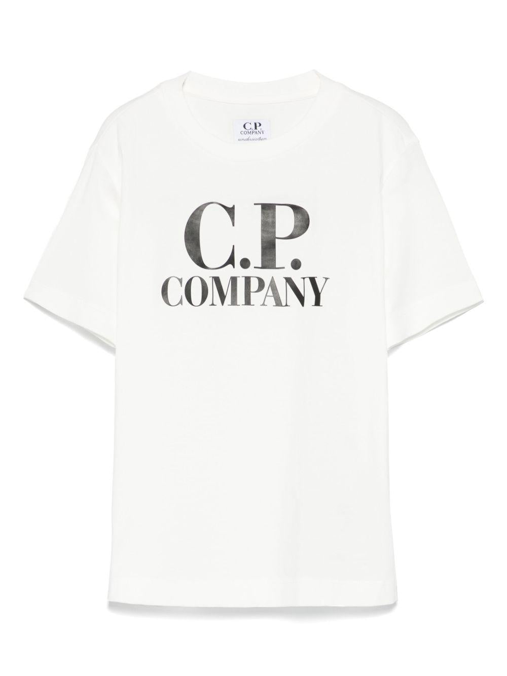 T-shirt con applicazione per bambino C.P. Company Kids bianco con girocollo - Rubino Kids