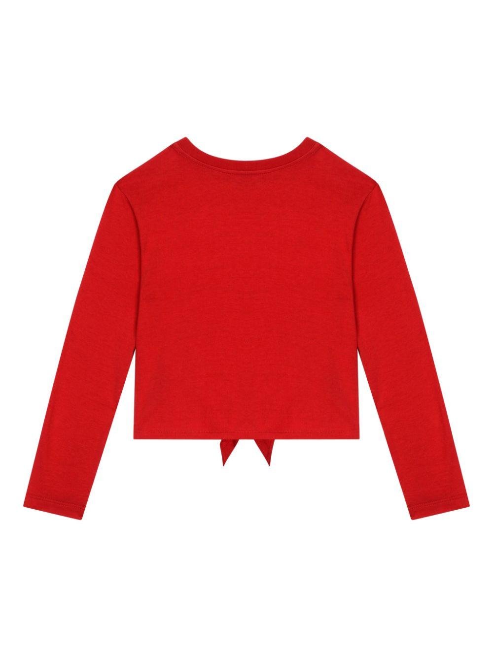 T-shirt con logo per bambina Dolce & Gabbana Kids rosso con orlo dritto - Rubino Kids