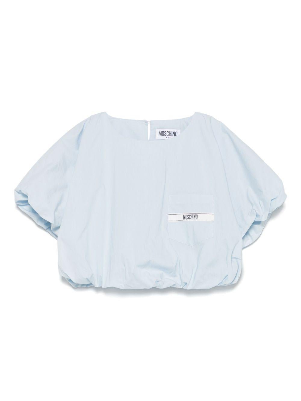 T-shirt con logo per bambina Moschino Kids azzurro con design crop - Rubino Kids