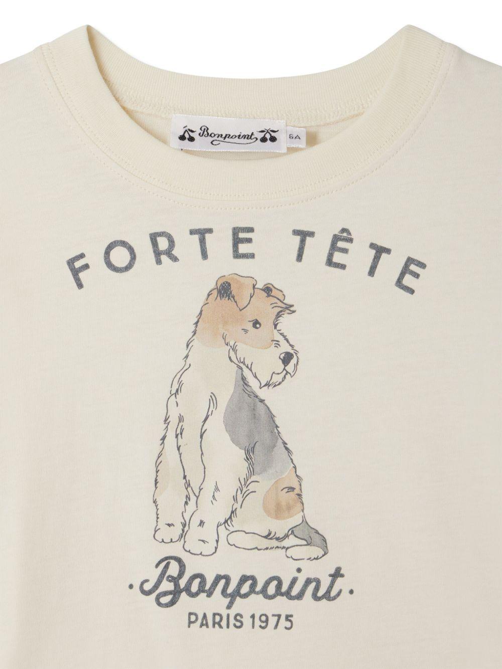 T-shirt con logo per bambino Bonpoint beige con orlo dritto - Rubino Kids