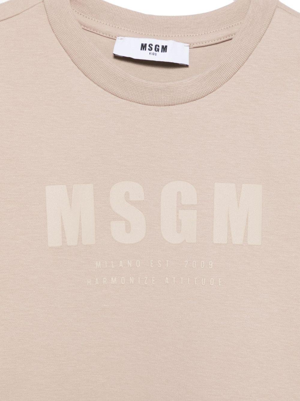 T-shirt con logo per bambino MSGM Kids grigio con targhetta con logo - Rubino Kids