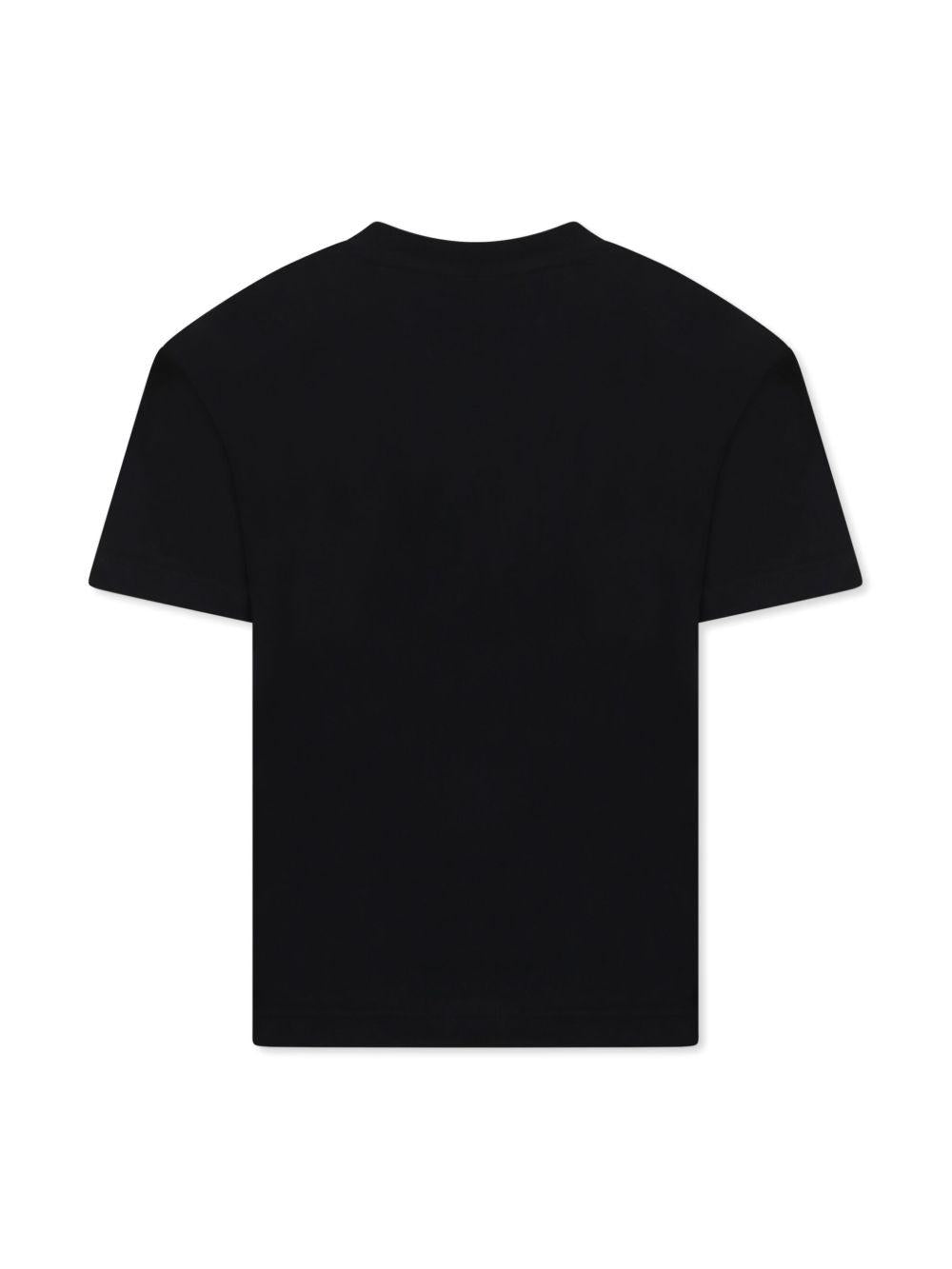 T-shirt con logo per bambino MSGM Kids nero con orlo dritto - Rubino Kids