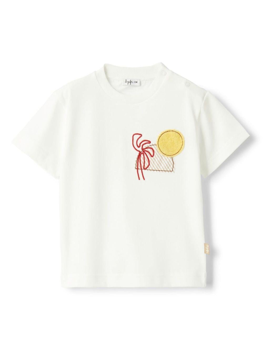 T-shirt con motivo sunset per neonato Il Gufo bianco con orlo dritto - Rubino Kids