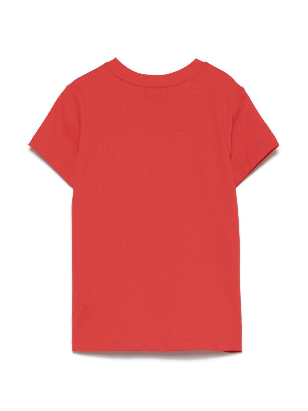 T-shirt con ricamo Teddy Bear per bambino Moschino Kids rosso con orlo dritto - Rubino Kids