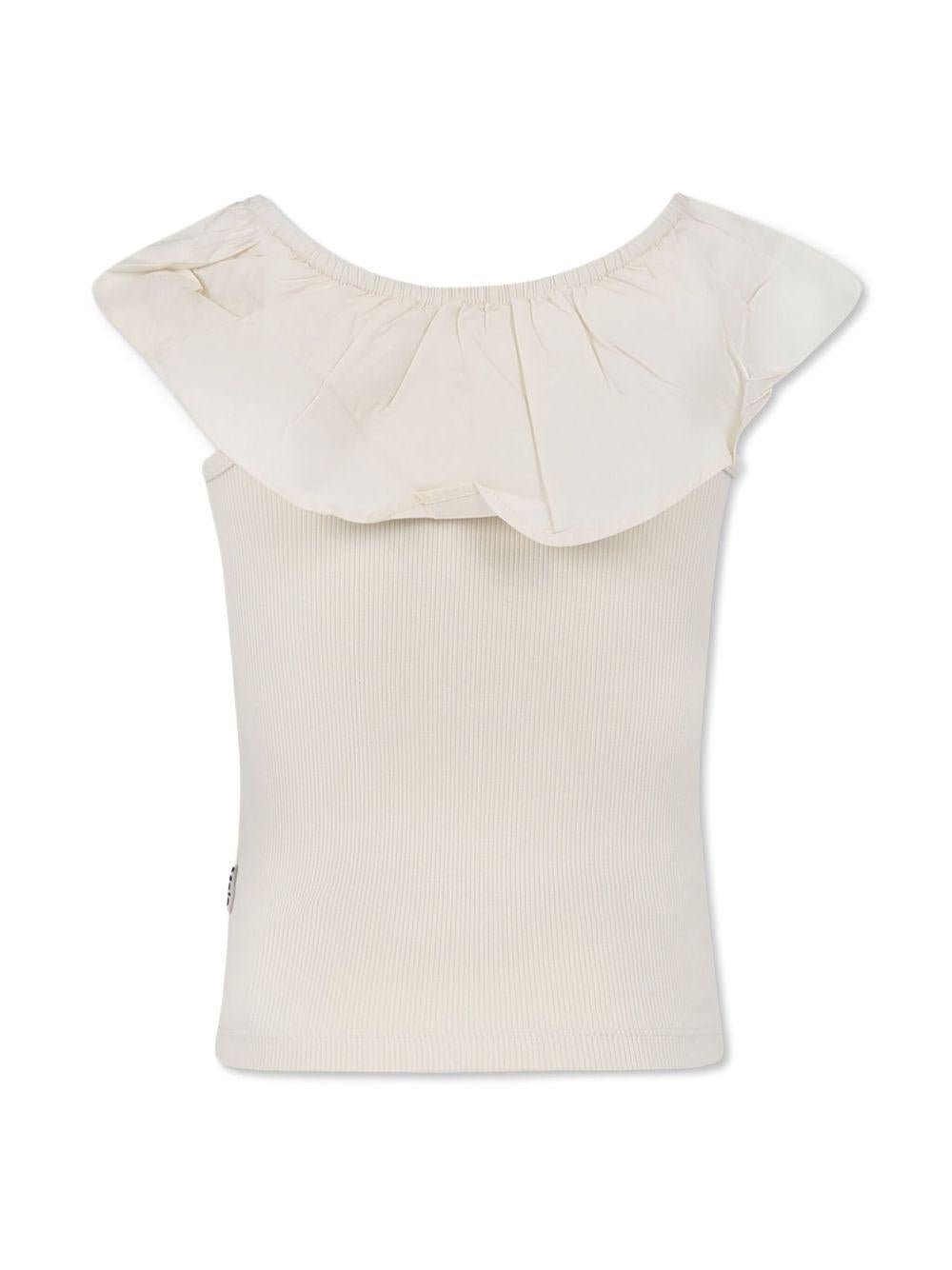 T-shirt con ruches per bambina Molo bianco con orlo dritto - Rubino Kids