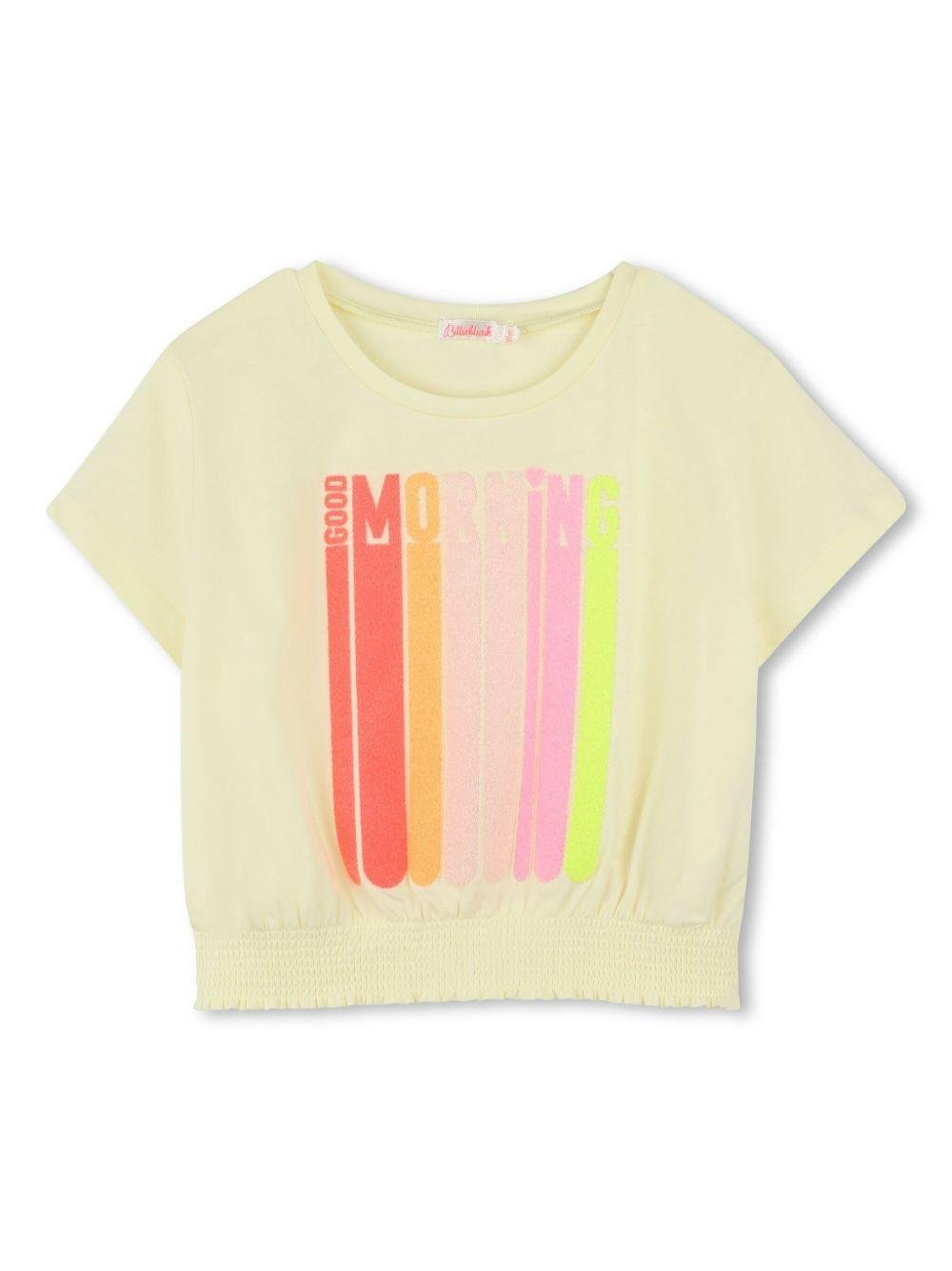 T-shirt con stampa grafica per bambina Billieblush giallo con orlo dritto - Rubino Kids