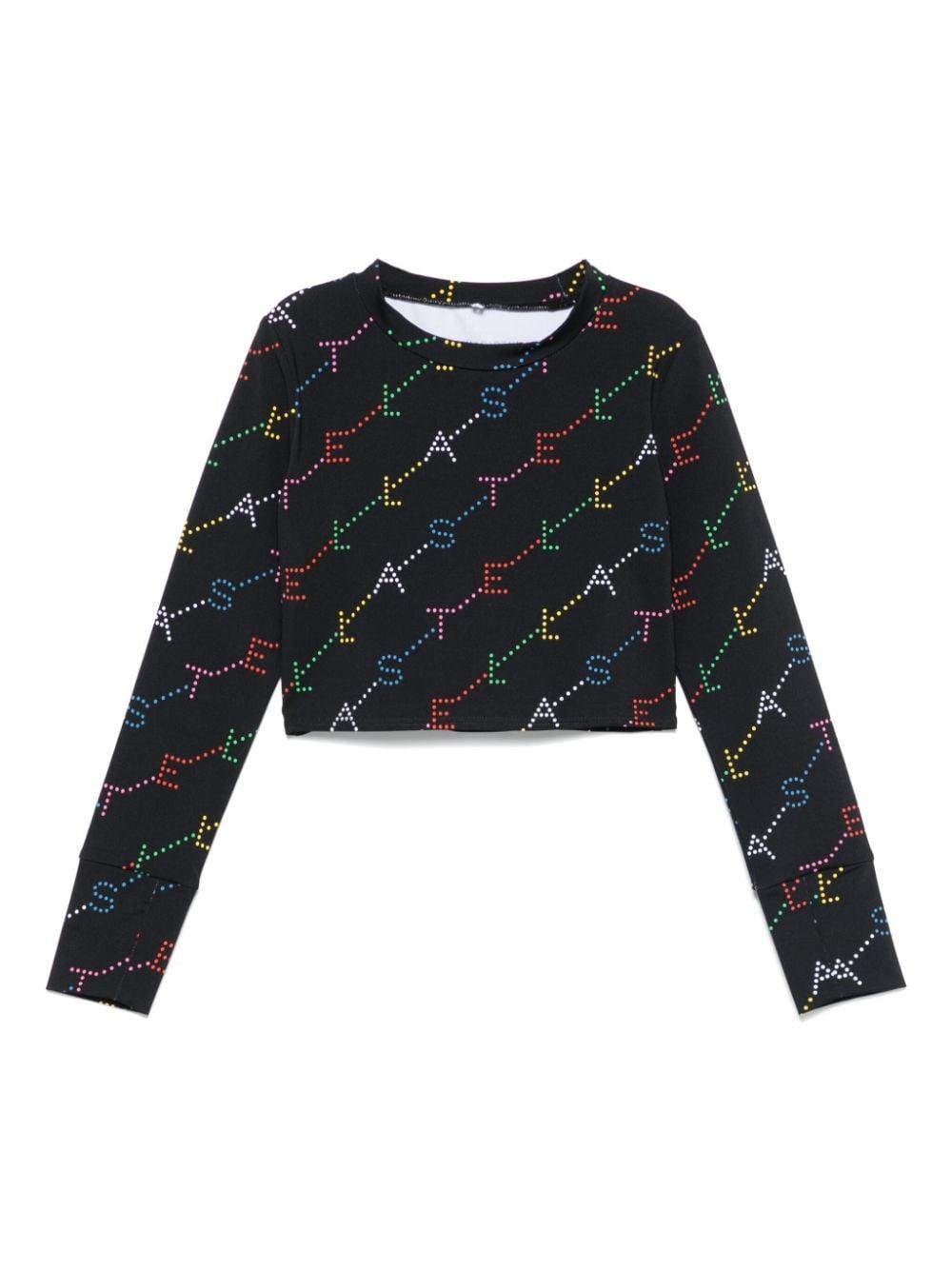 T-shirt con stampa per bambina Stella McCartney Kids nera con orlo dritto - Rubino Kids