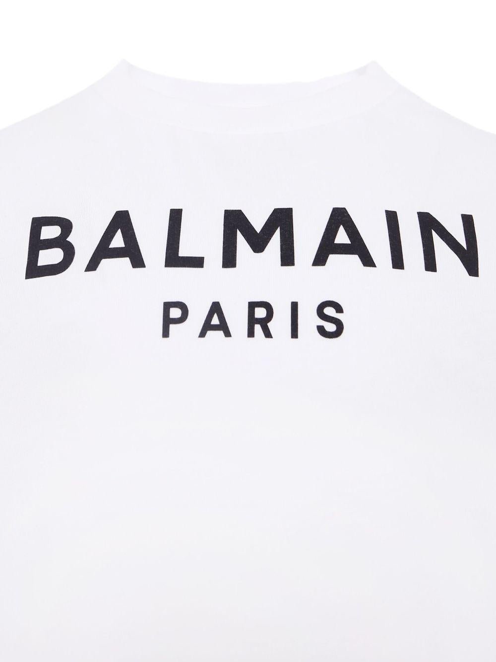 T-shirt con stampa per bambini Balmain Kids bianca con logo - Rubino Kids