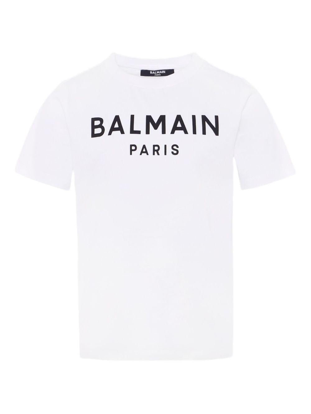 T-shirt con stampa per bambini Balmain Kids bianca con logo - Rubino Kids