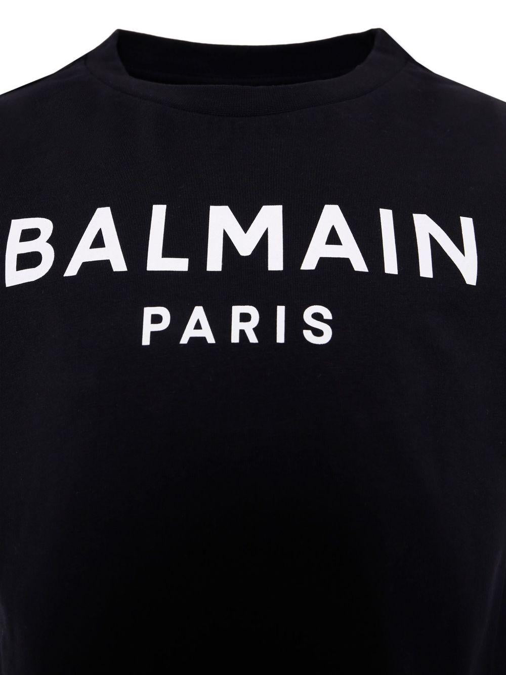 T-shirt con stampa per bambini Balmain Kids nera con logo - Rubino Kids