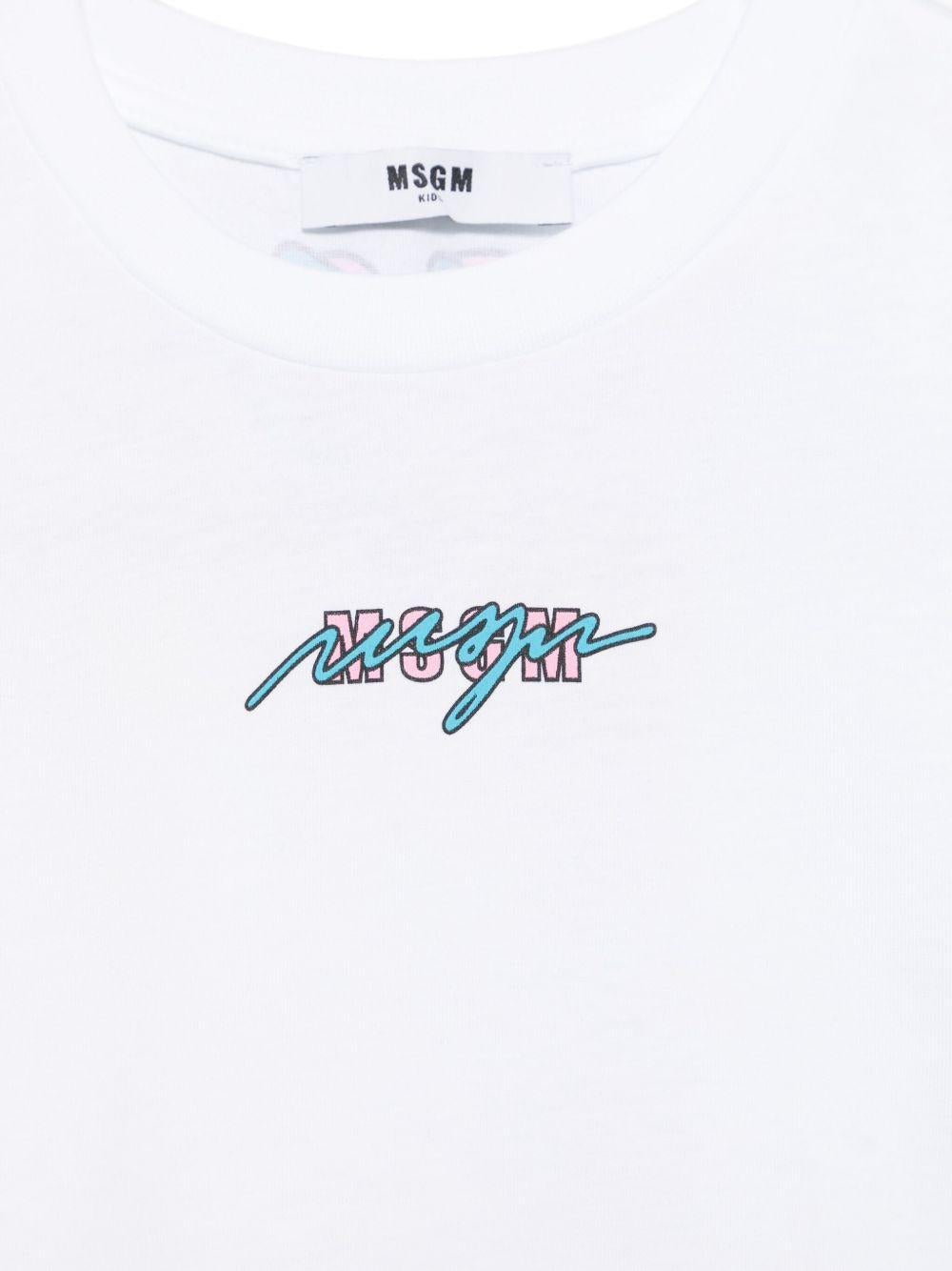 T-shirt con stampa per bambino MSGM Kids bianco con girocollo - Rubino Kids