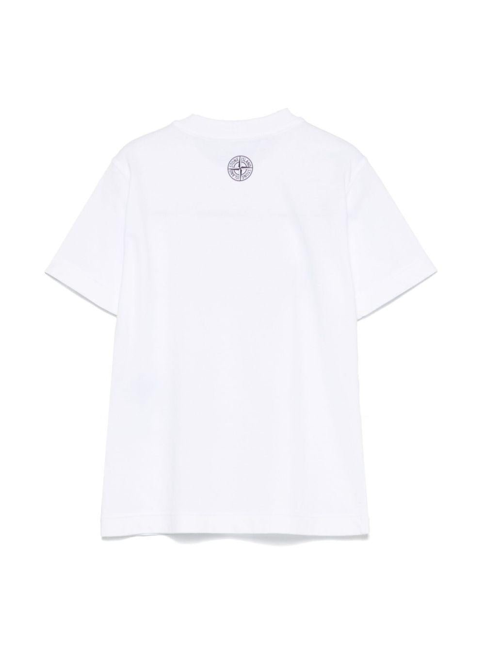 T-shirt con stampa per bambino Stone Island Junior bianco con girocollo - Rubino Kids