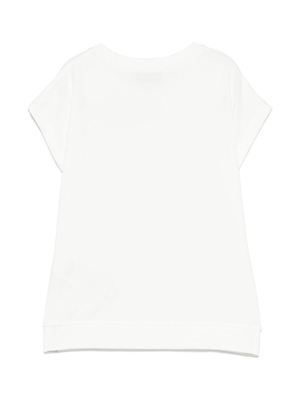 T-shirt con stampa Teddy Bear per bambina Moschino Kids bianco con girocollo - Rubino Kids