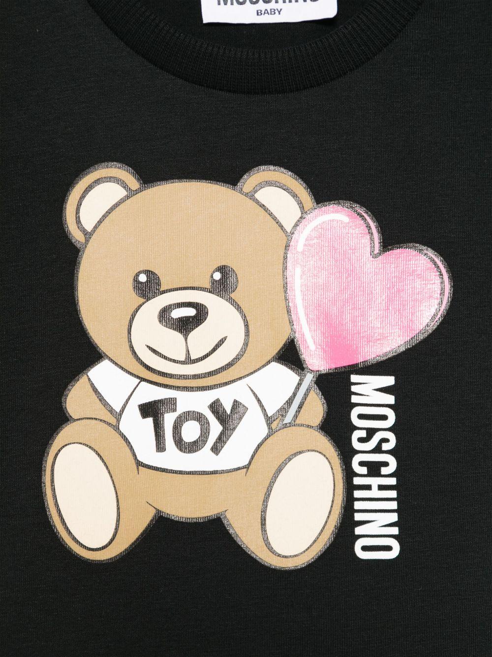 T-shirt con stampa Teddy Bear per neonata Moschino Kids nero con orlo dritto - Rubino Kids