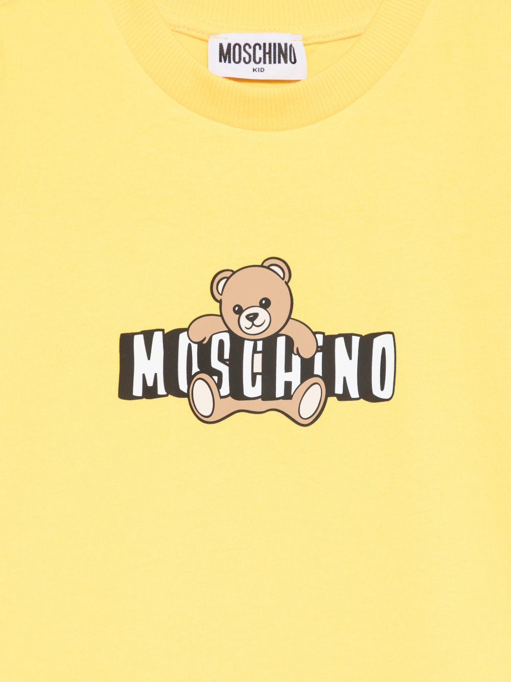 T-shirt da bambino Moschino Kids gialla con stampa logo - Rubino Kids