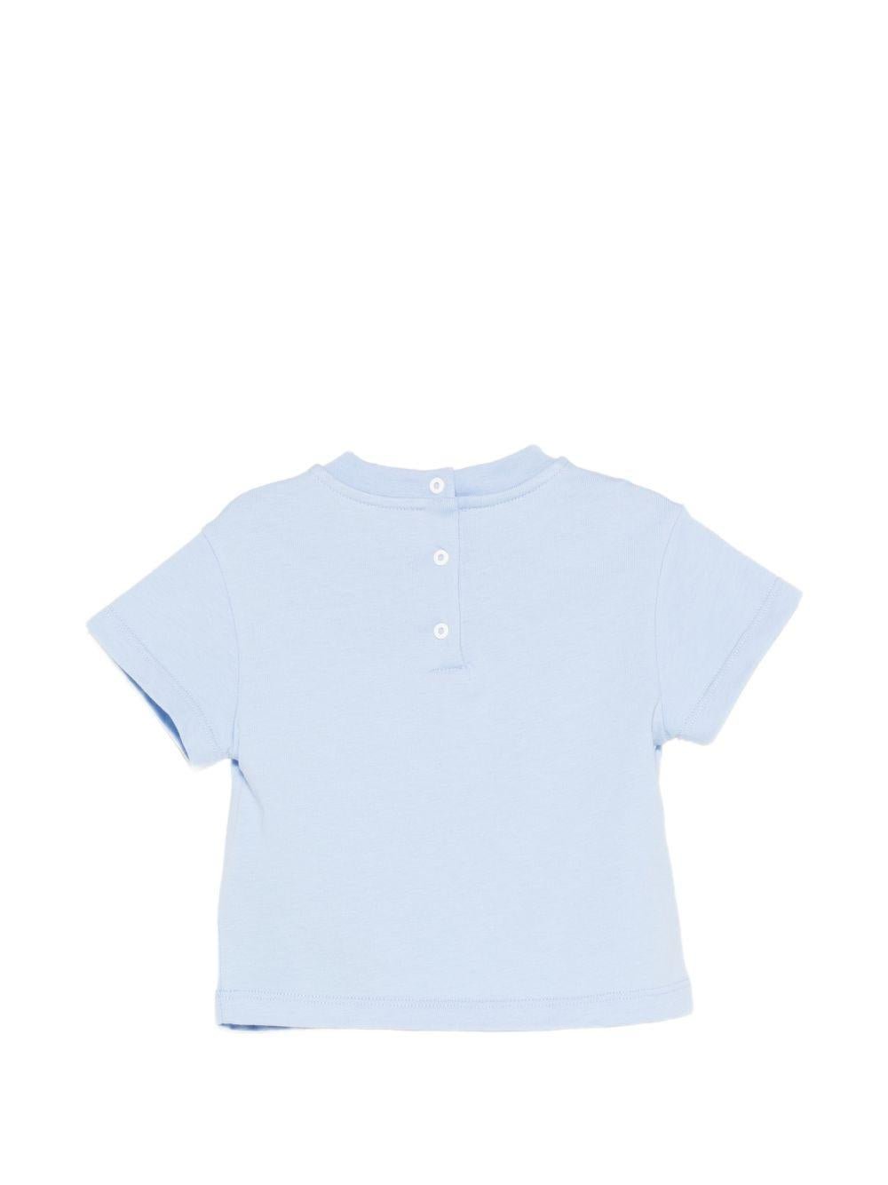 T-shirt da neonato Balmain Kids azzurrro con stampa grafica sul davanti - Rubino Kids