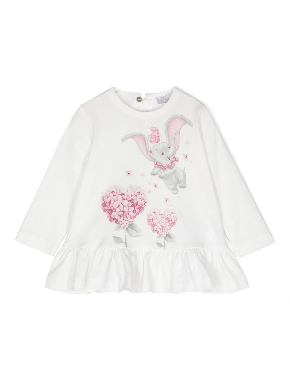 T-shirt Dumbo x Disney per neonata Monnalisa bianca con giricollo - Rubino Kids
