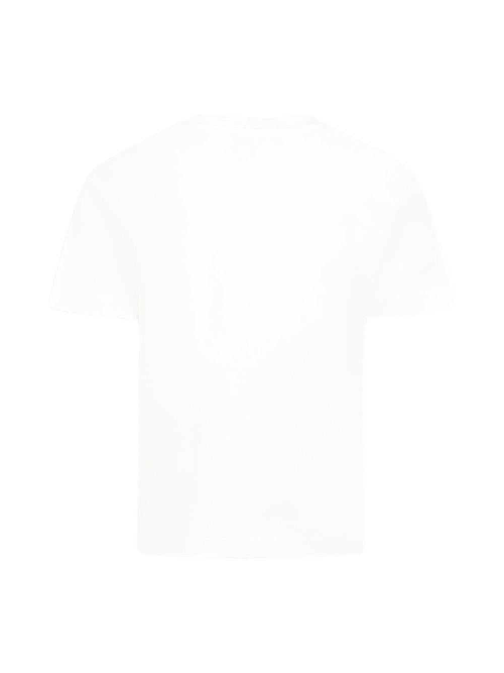 T-shirt in cotone con stampa per bambino MSGM Kids bianco con girocollo - Rubino Kids
