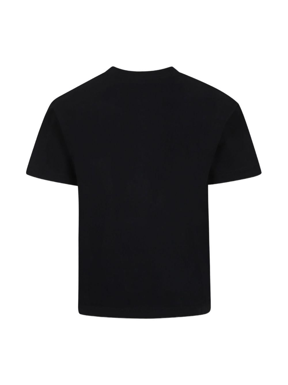 T-shirt in cotone con stampa per bambino MSGM Kids nero con orlo dritto - Rubino Kids
