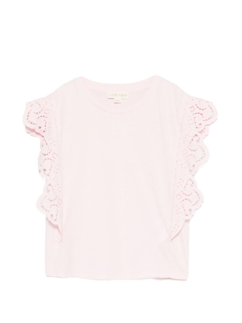 T-shirt Malalia per bambina Louise Misha rosa con dettagli in pizzo - Rubino Kids