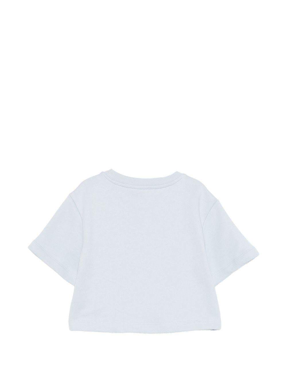 T-shirt per bambina balmain Kids azurra con stampa logo - Rubino Kids