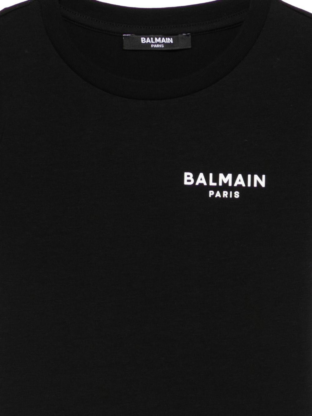 T-shirt per bambina Balmain Kids nera con logo sul davanti - Rubino Kids