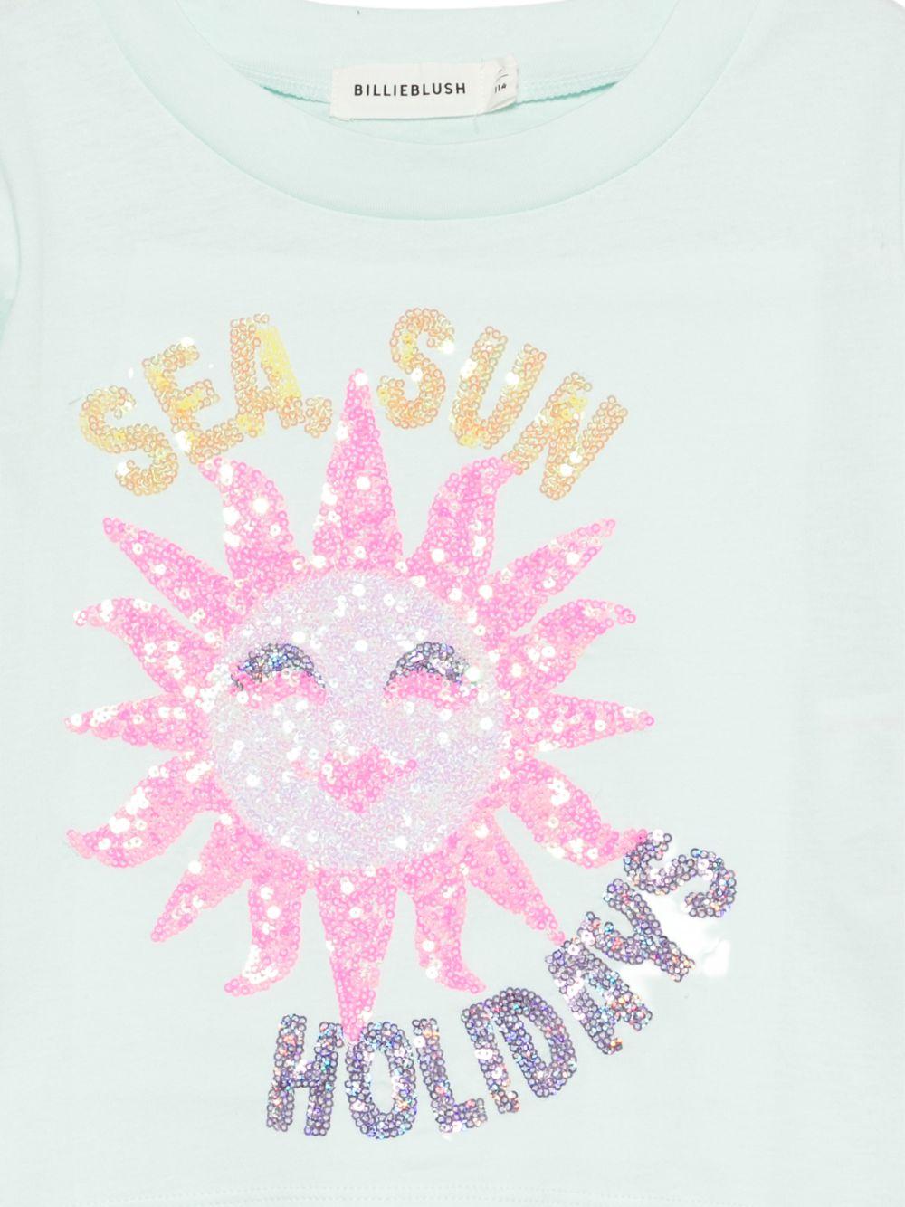 T-shirt per bambina Billieblush azzurra con stampa grafica - Rubino Kids