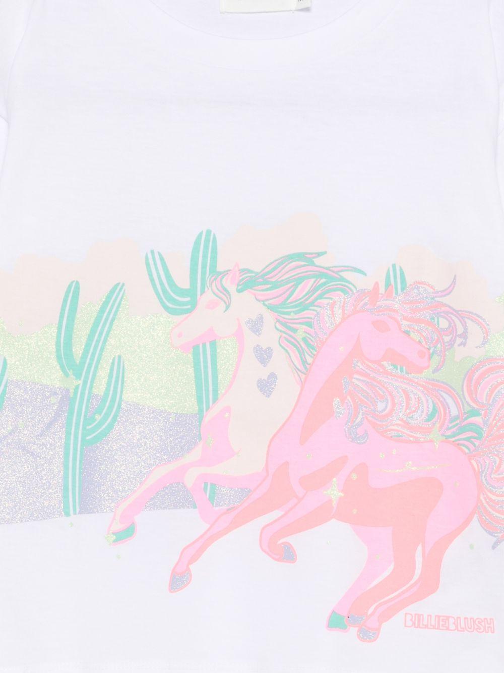 T-shirt per bambina Billieblush bianca con stampa grafica - Rubino Kids