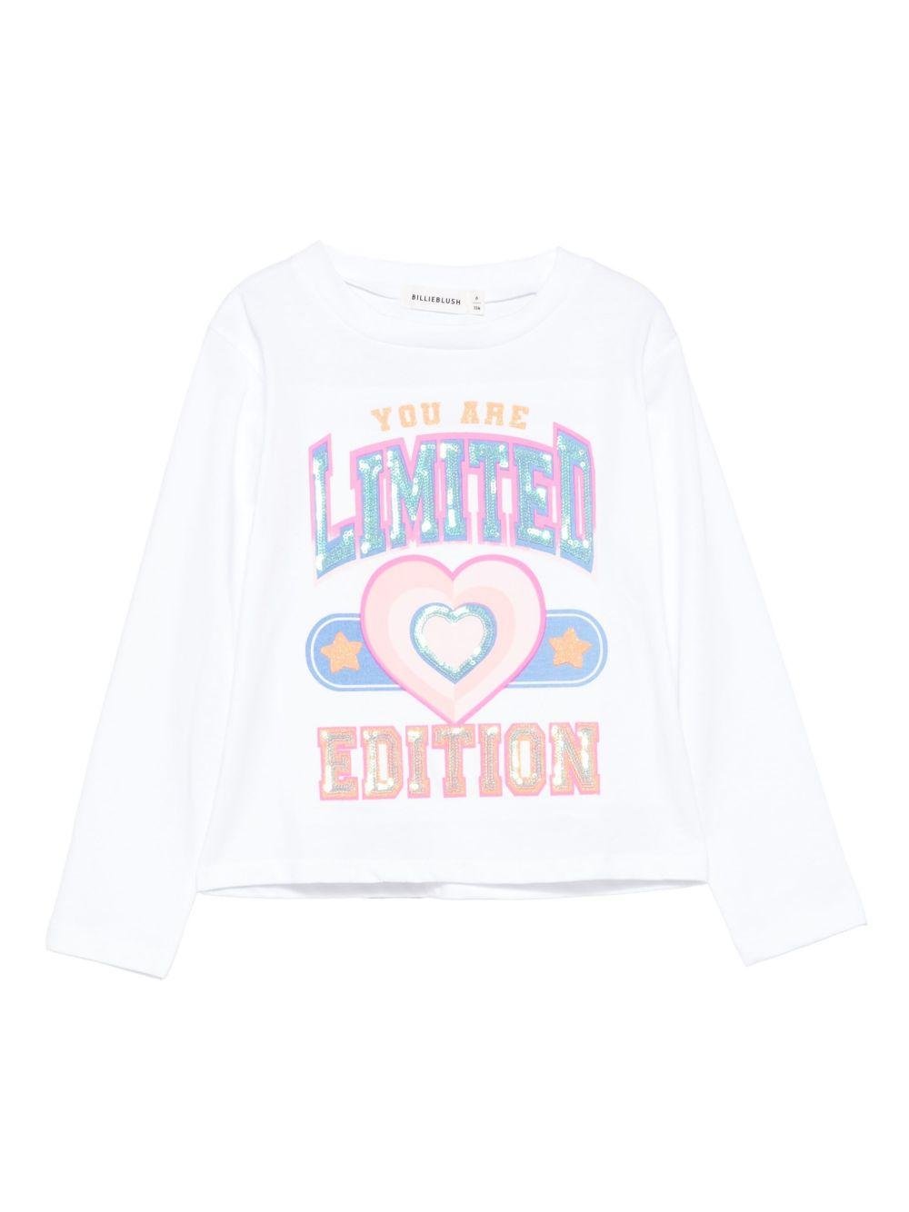 T-shirt per bambina Billieblush bianco con stampa grafica - Rubino Kids