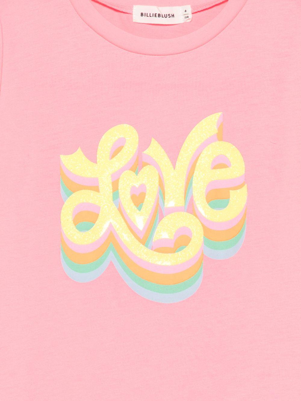 T-shirt per bambina Billieblush rosa con scritta "love" sul davanti - Rubino Kids