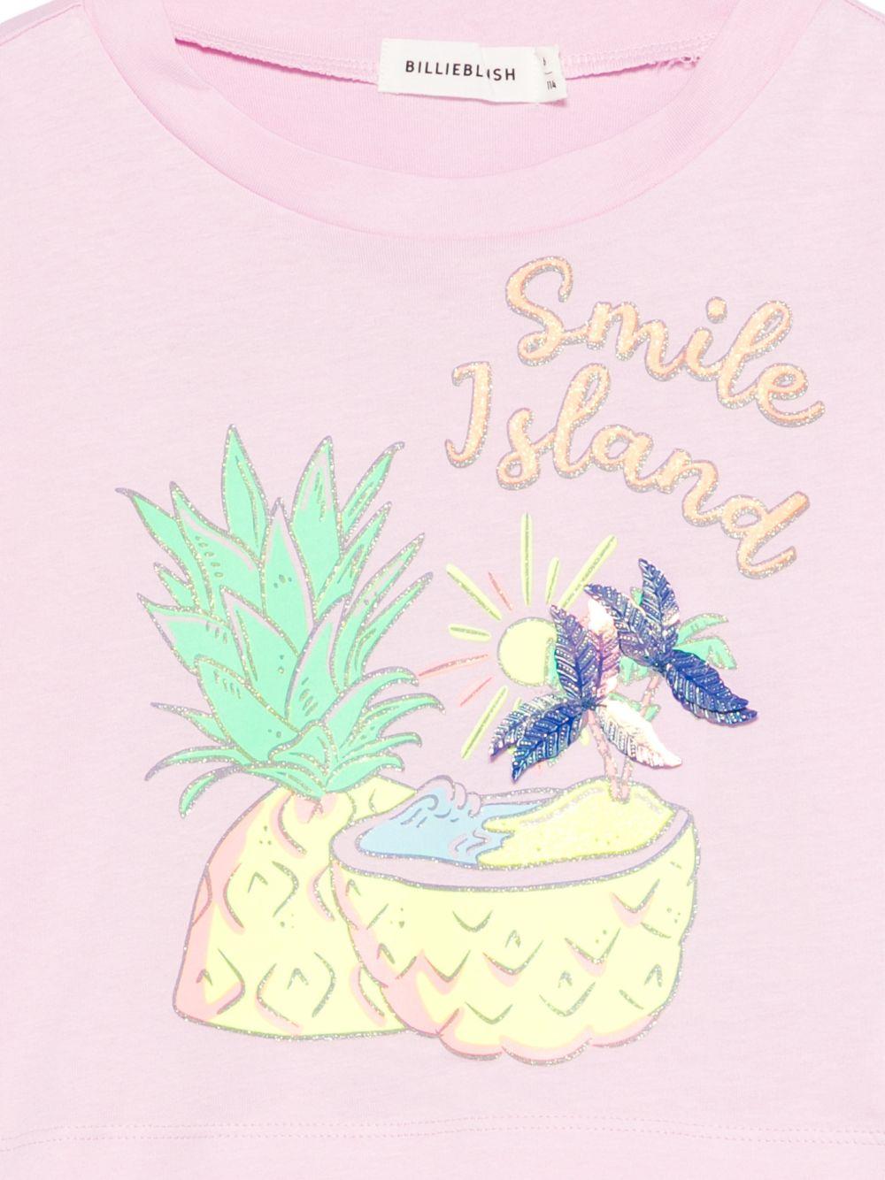 T-shirt per bambina Billieblush rosa con stampa grafica - Rubino Kids