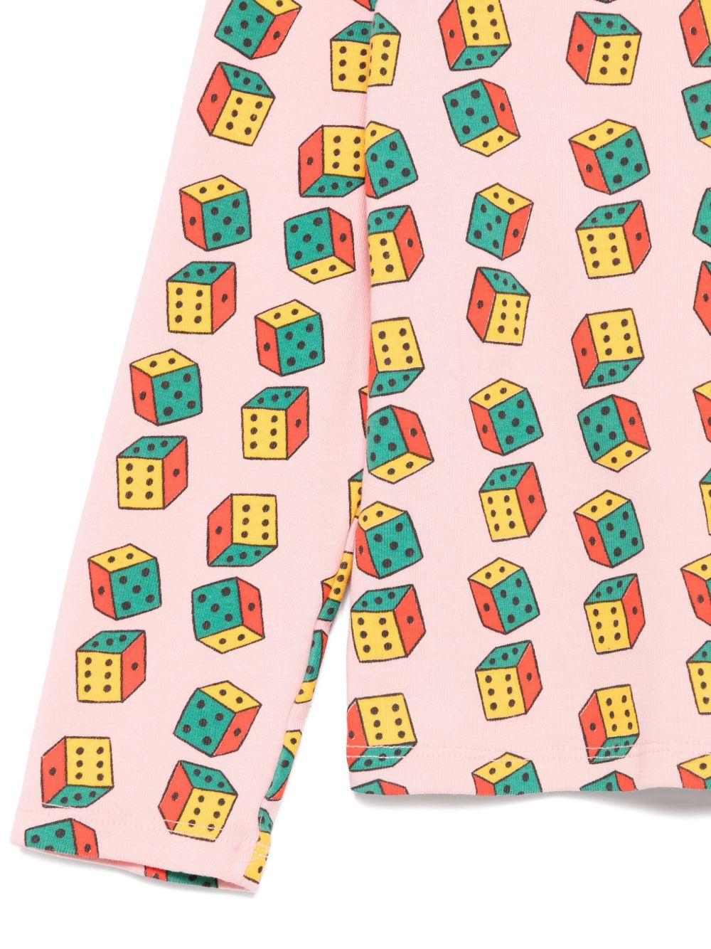 T-shirt per bambina Bobo Choses rosa con stampa a dadi - Rubino Kids