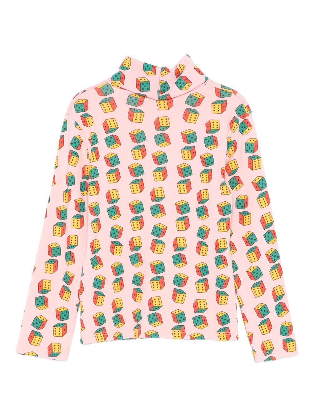 T-shirt per bambina Bobo Choses rosa con stampa a dadi - Rubino Kids