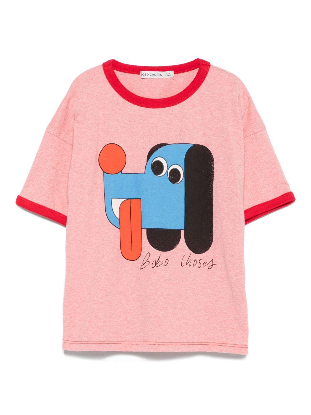 T-shirt per bambina Bobo Choses rosa con stampa cane - Rubino Kids