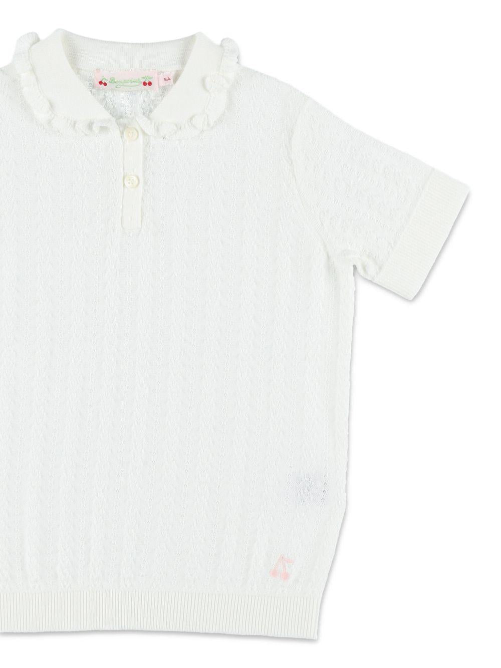 T-shirt per bambina Bonpoint bianca con ruches - Rubino Kids