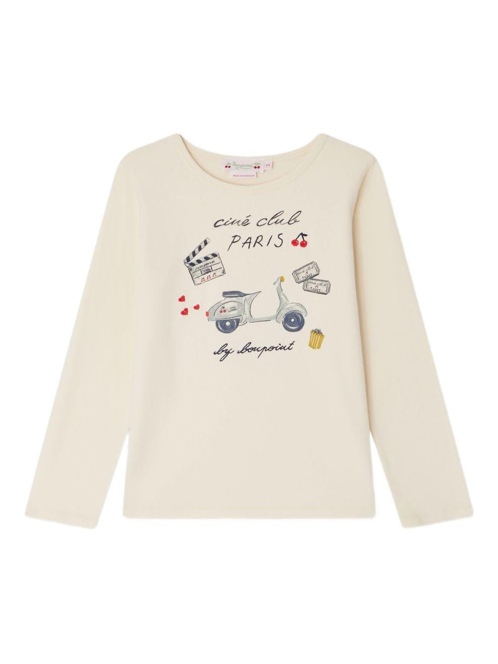 T-shirt per bambina Bonpoint color crema con grafica - Rubino Kids