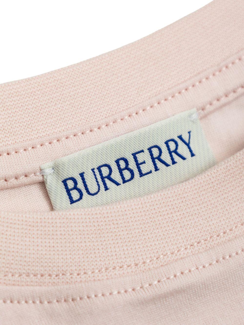 T-shirt per bambina Burberry Kids rosa con stampa orsetto sul davanti - Rubino Kids
