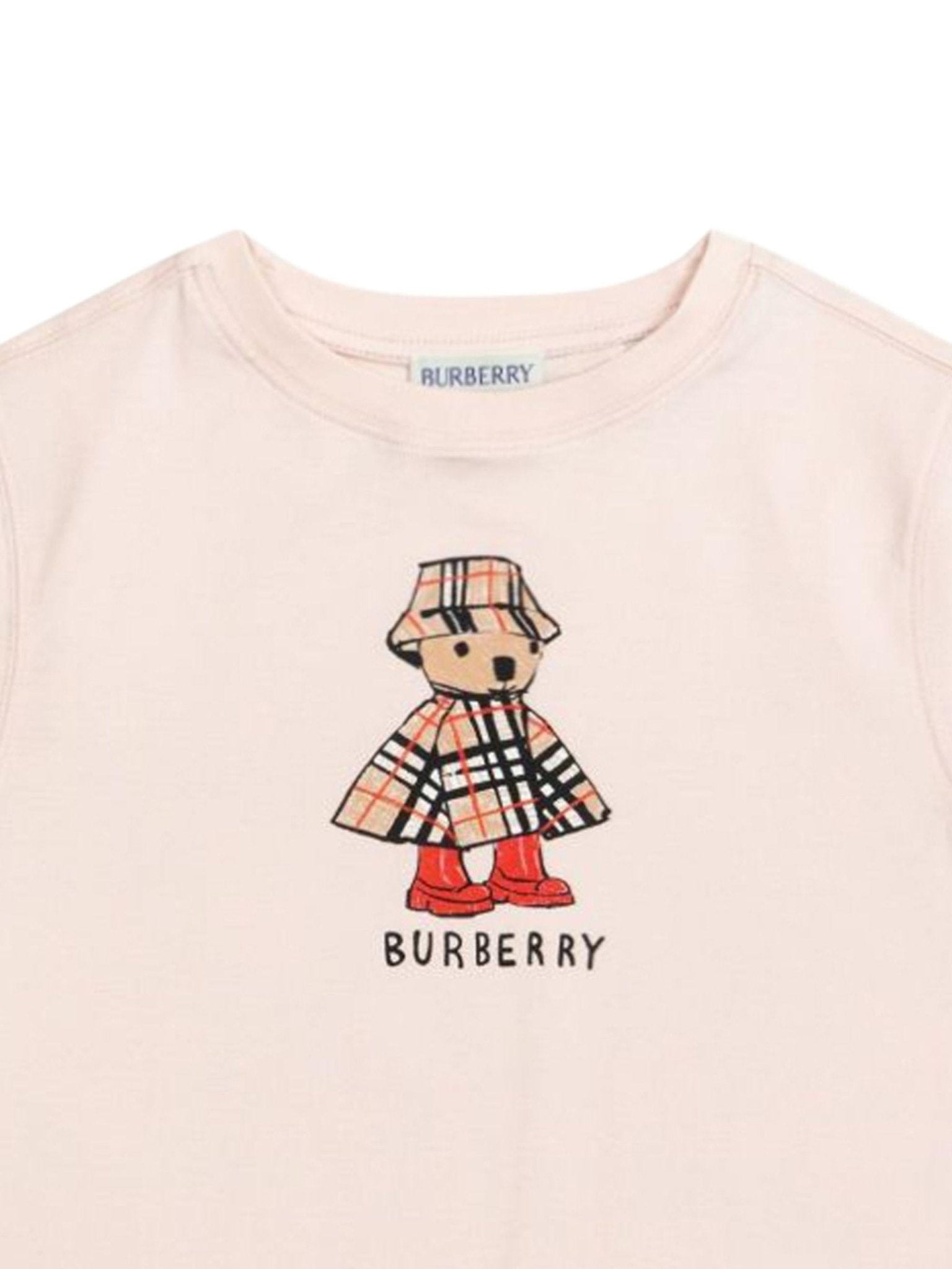 T-shirt per bambina Burberry Kids rosa con stampa orsetto sul davanti - Rubino Kids