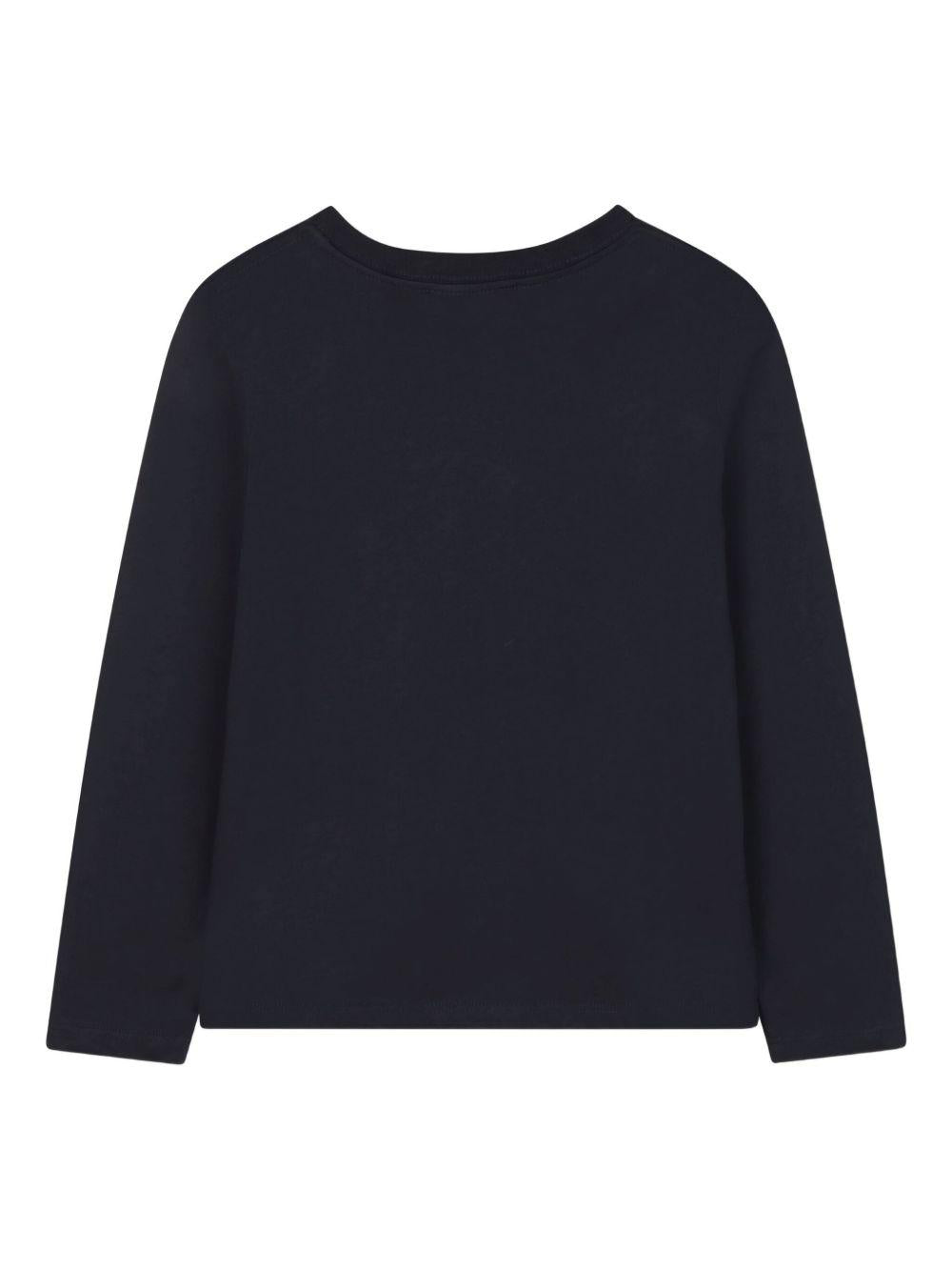 T-shirt per bambina Chloé Kids blu con stampa logo sul davanti - Rubino Kids