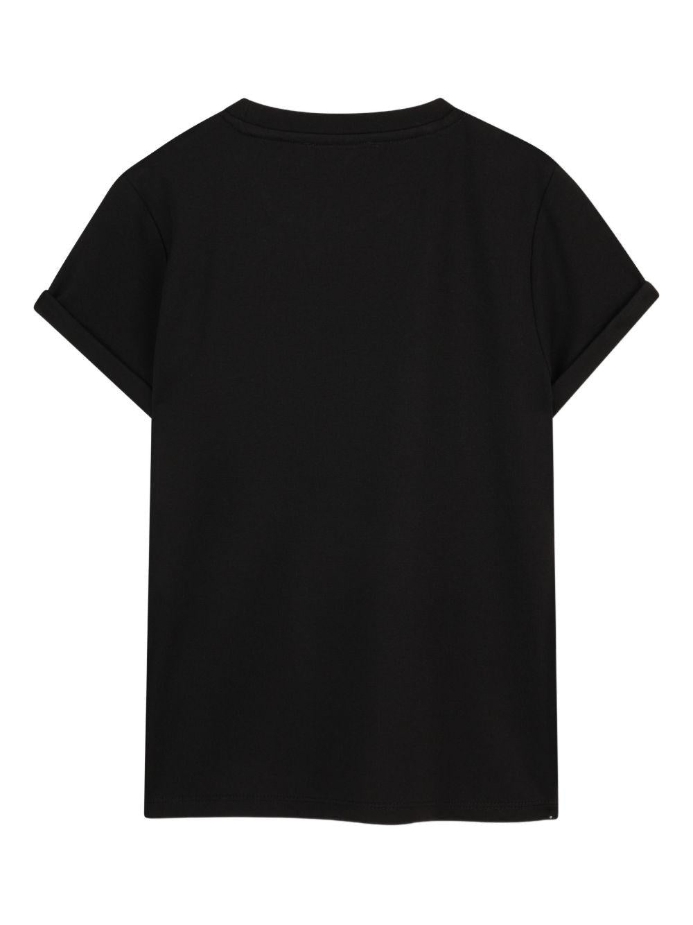 T-shirt per bambina Dkny Kids nera con logo con strass - Rubino Kids