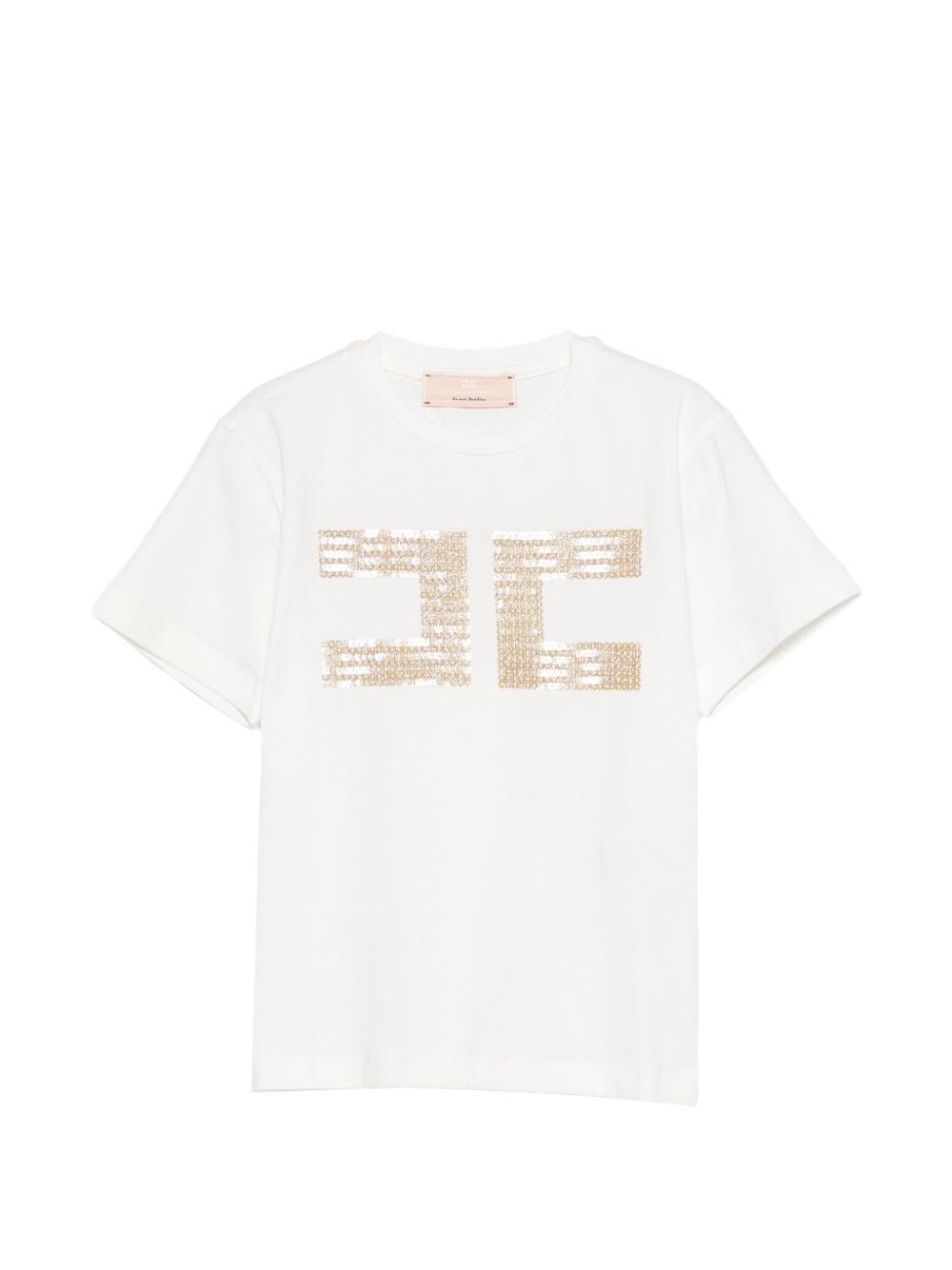 T-shirt per bambina Elisabetta Franchi La Mia Bambina bianca con paillettes - Rubino Kids