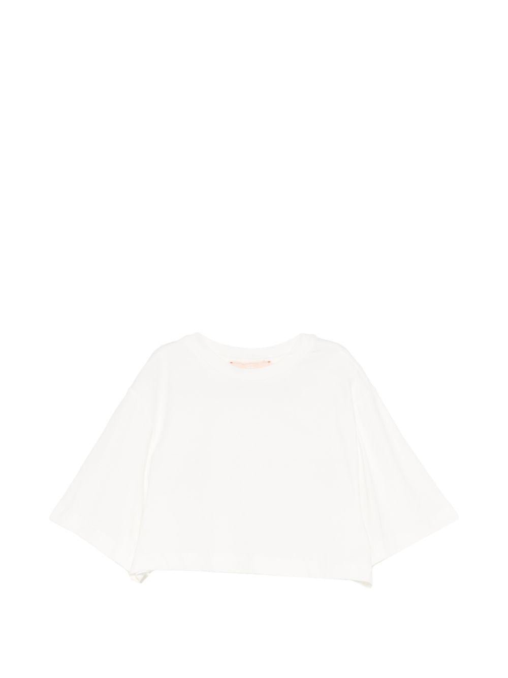 T-shirt per bambina Elisabetta Franchi La Mia Bambina bianco con dettaglio logo - Rubino Kids