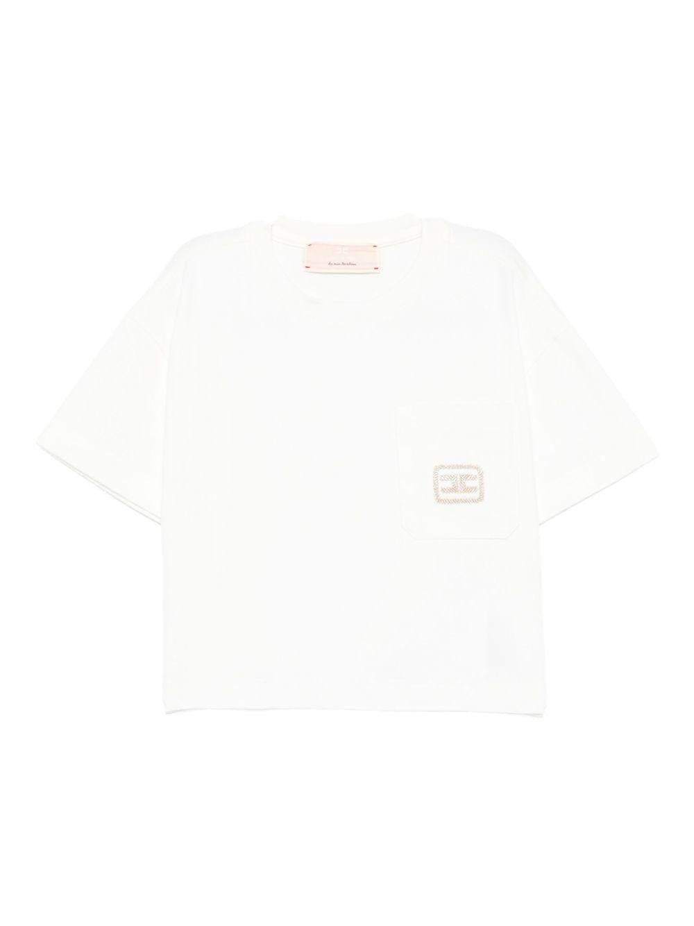 T-shirt per bambina Elisabetta Franchi La Mia Bambina bianco con logo - Rubino Kids