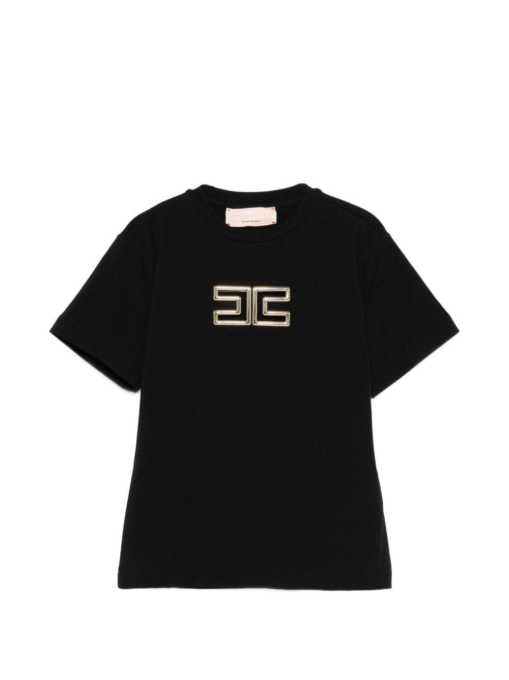 T-shirt per bambina Elisabetta Franchi La Mia Bambina nera con logo - Rubino Kids