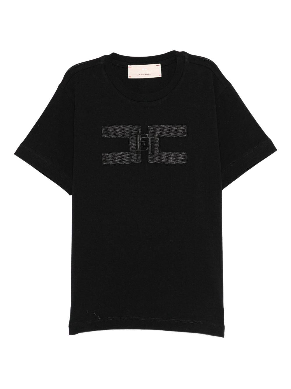 T-shirt per bambina Elisabetta Franchi La Mia Bambina nero in cotone con logo - Rubino Kids