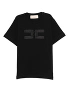 T-shirt per bambina Elisabetta Franchi La Mia Bambina nero in cotone con logo - Rubino Kids