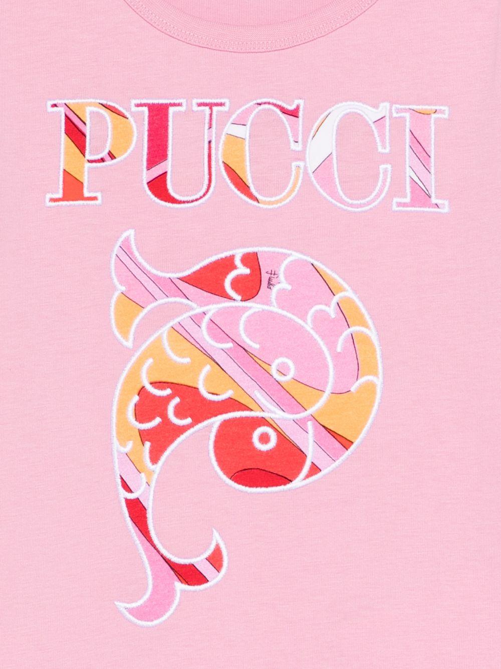 T-shirt per bambina Emilio Pucci Junior rosa con stampa grafica - Rubino Kids