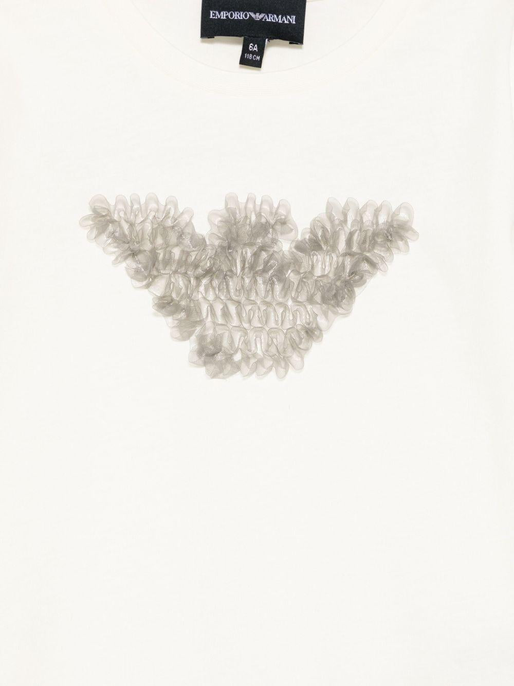 T-shirt per bambina Emporio Armani Kids bianco con ruches - Rubino Kids